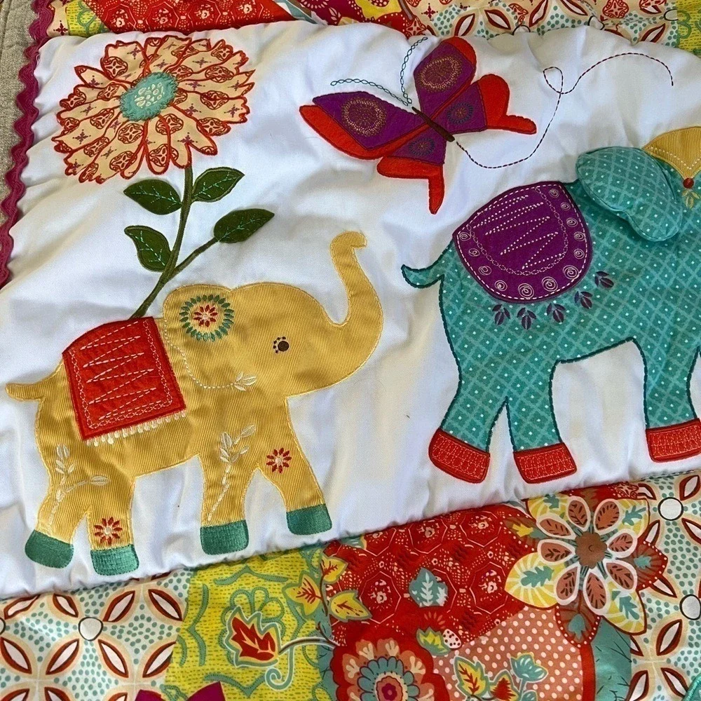 Levtex baby Zahara elephant‎ print crib quilt blanket